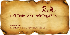 Rákóczi Mátyás névjegykártya